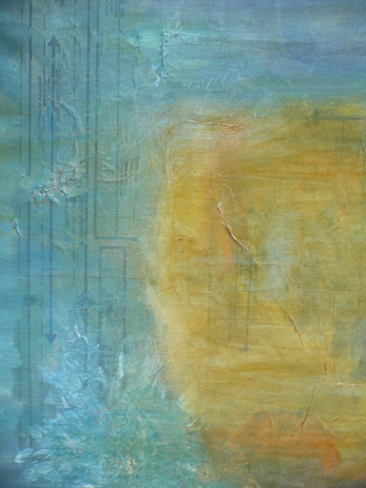 MYSTERY ABSTRACTION ABSTRACT OIL MODERN MODERNISM YELLOW BLUE MULTI COLOR PURPLE