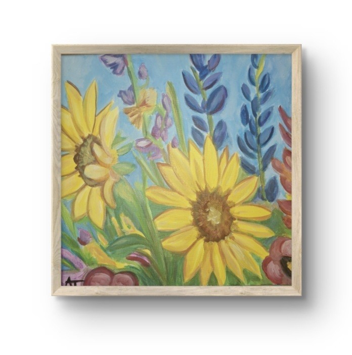 Electric Wild Flowers 12×12 Stretched Canvas