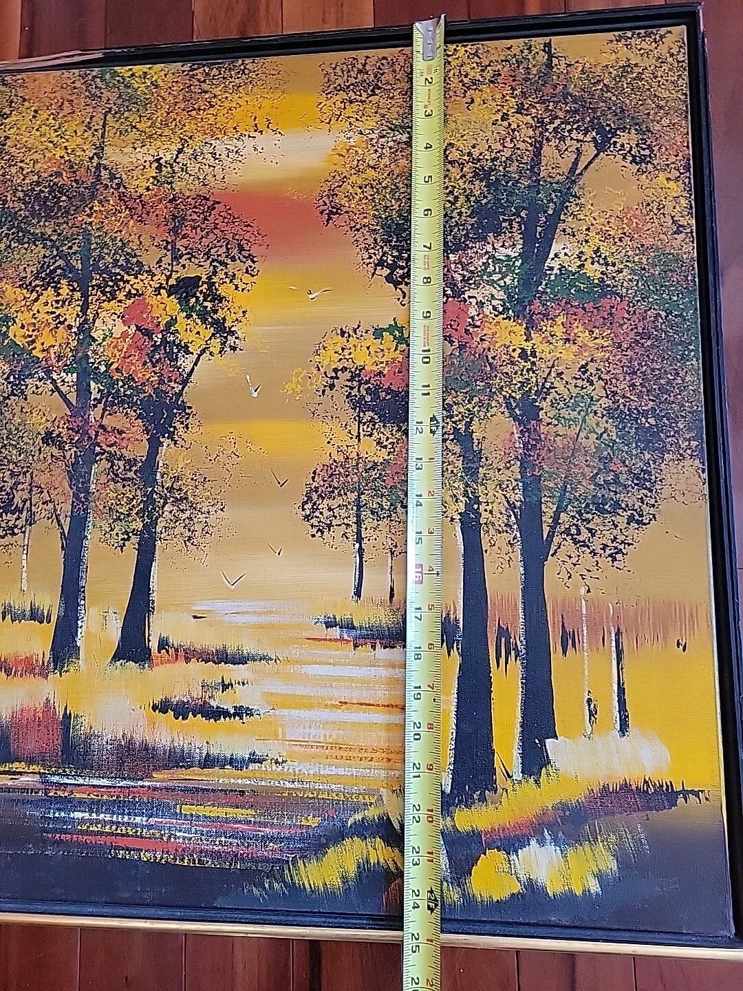 Autumn Fall Foliage Trees Nature Sunset C. Roberts Signed Oil Painting MCM READ