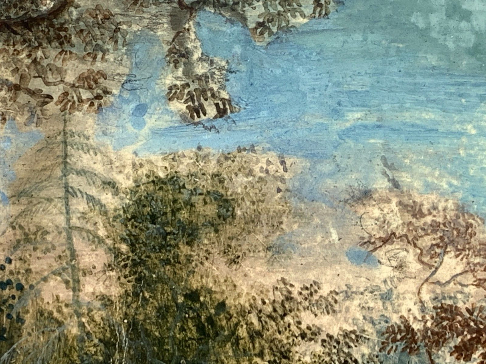Unsigned Miniature Painting Gouache on Painting Board 18th century riders in the mountains