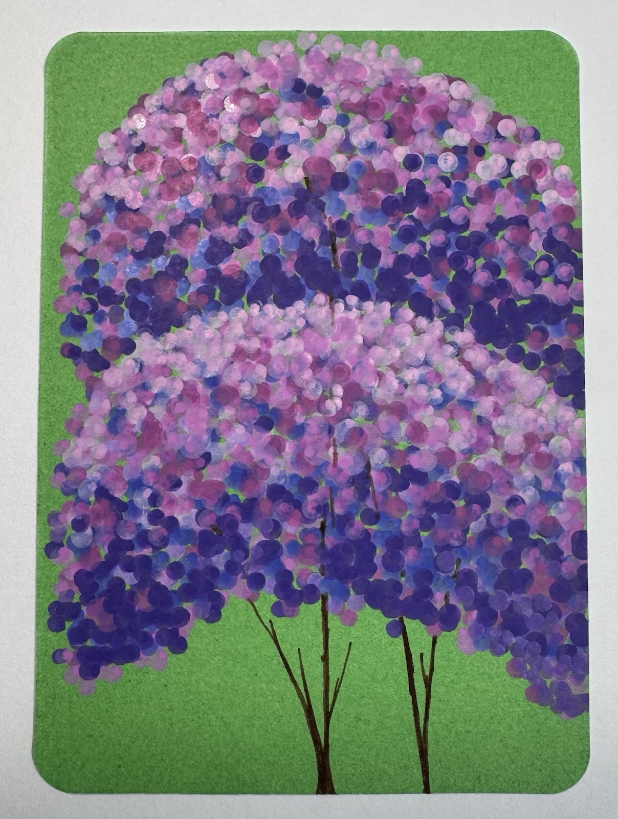 ACEO Set Of Two Original Hand Painted Acrylic Abstract Flowers Allium And Lilac