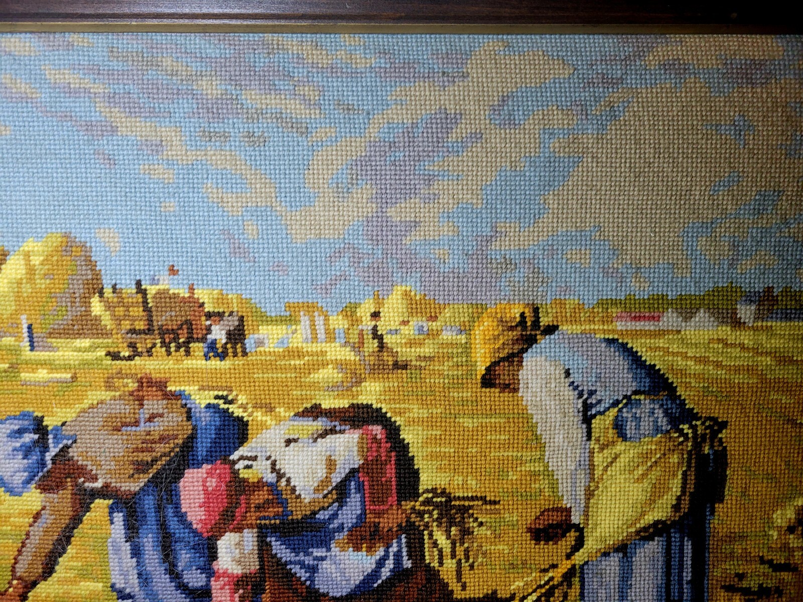Needlepoint Embroidery Canvas Antique Handmade Famous Painting France Framed