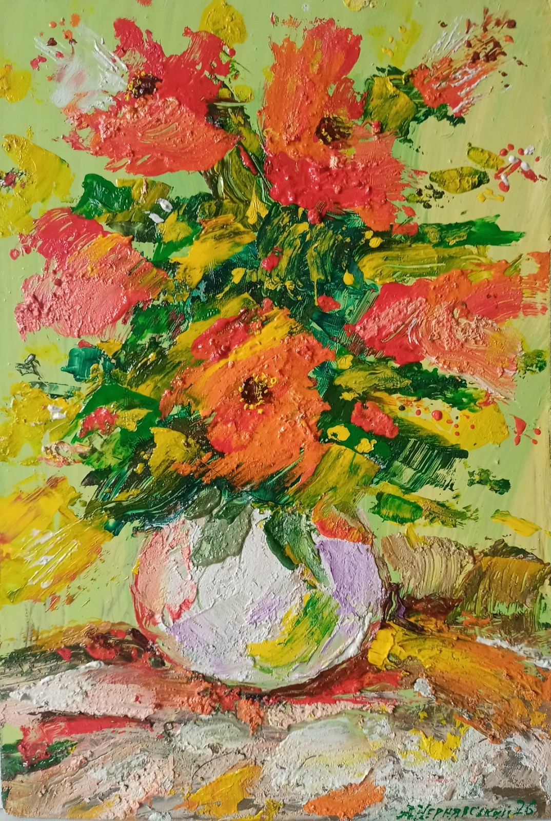 Poppies Impasto Painting Original Art Impression Oil Painting 11.7 x 7.8 in
