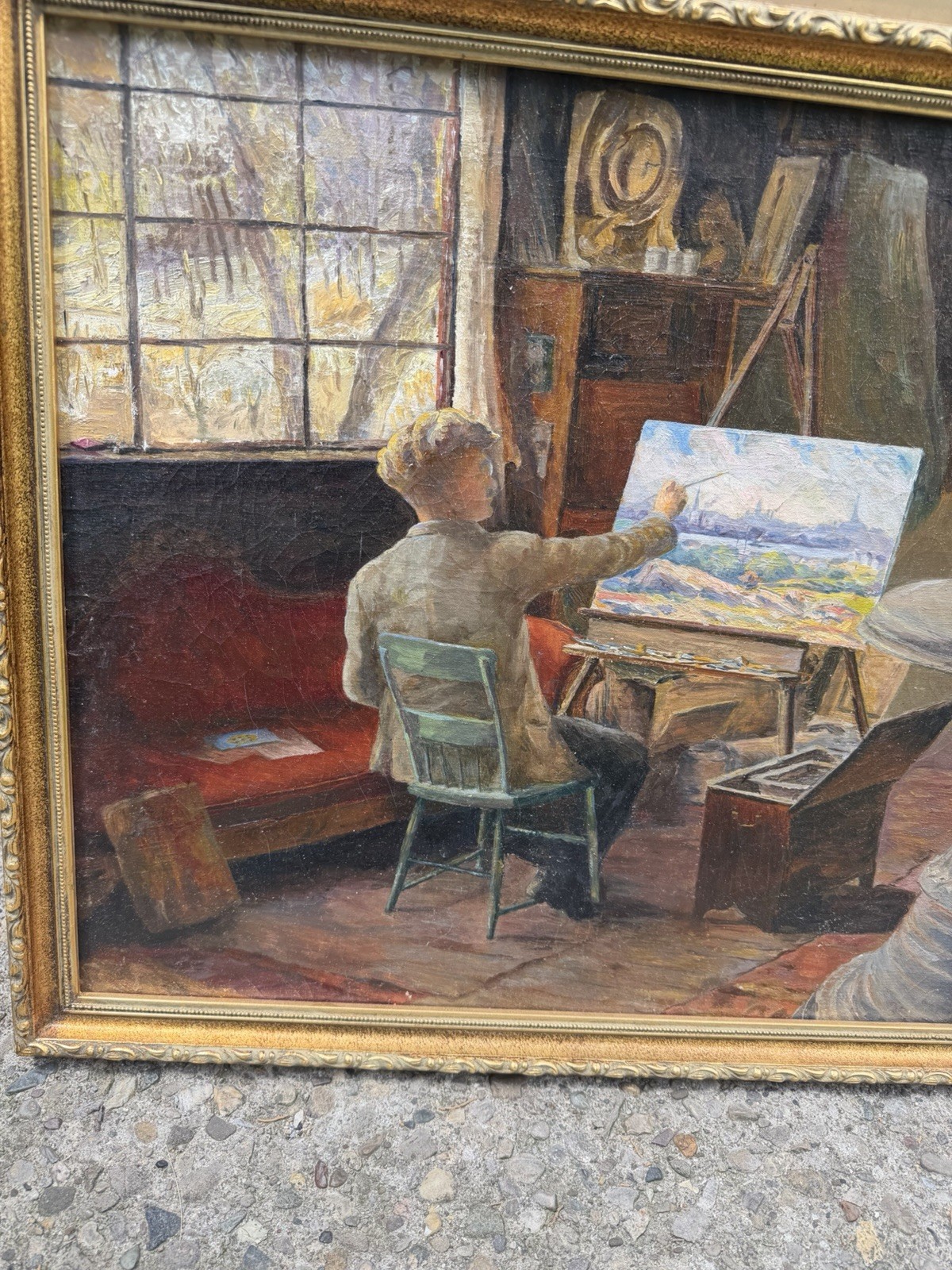 Nicely Executed Impressionist Oil Painting Turn Of The Century Signed On Back