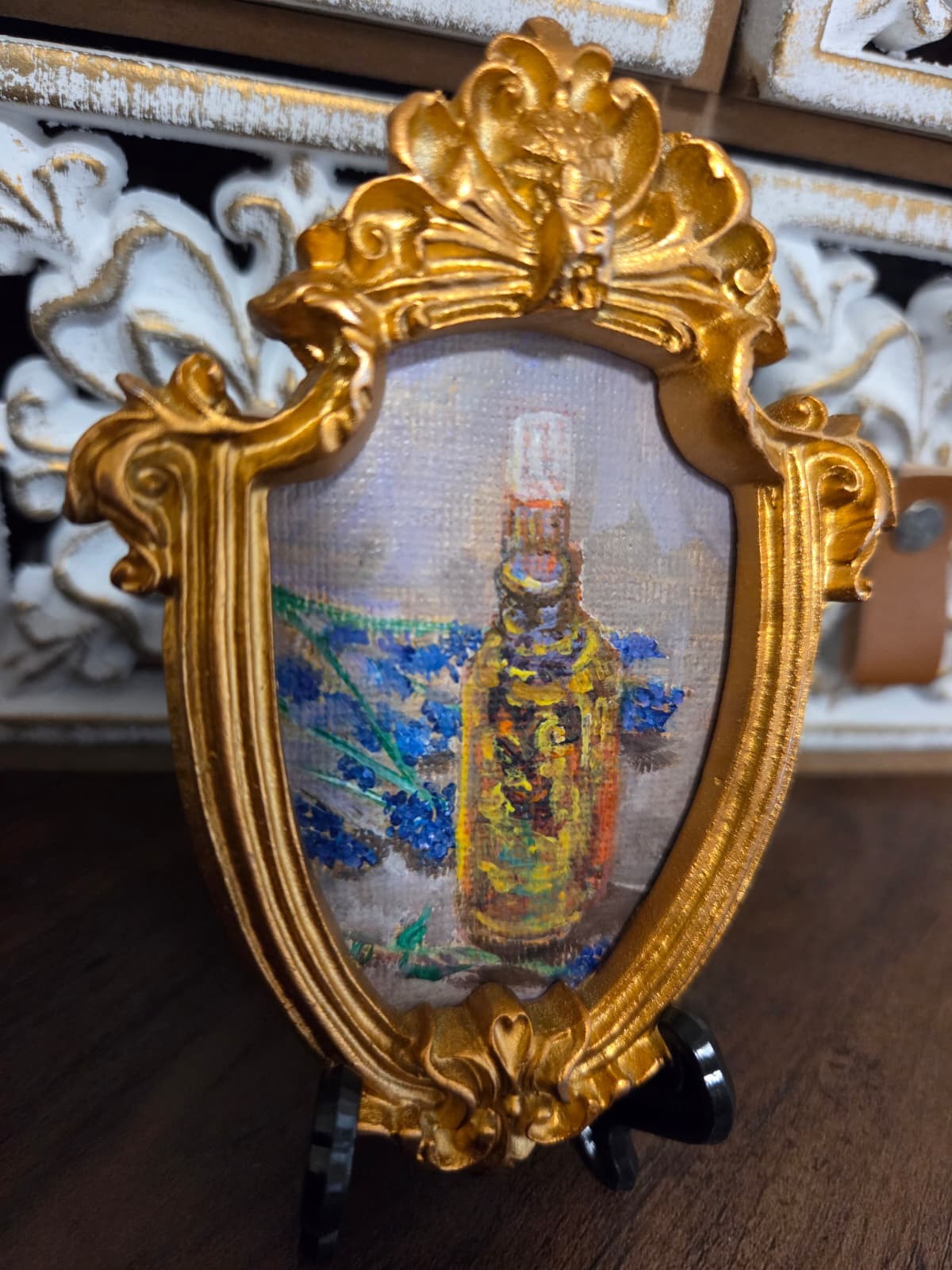 Original Mini Wall Decor Olive Oil Glass Bottle Acrylic Painting Wall Hang Gift