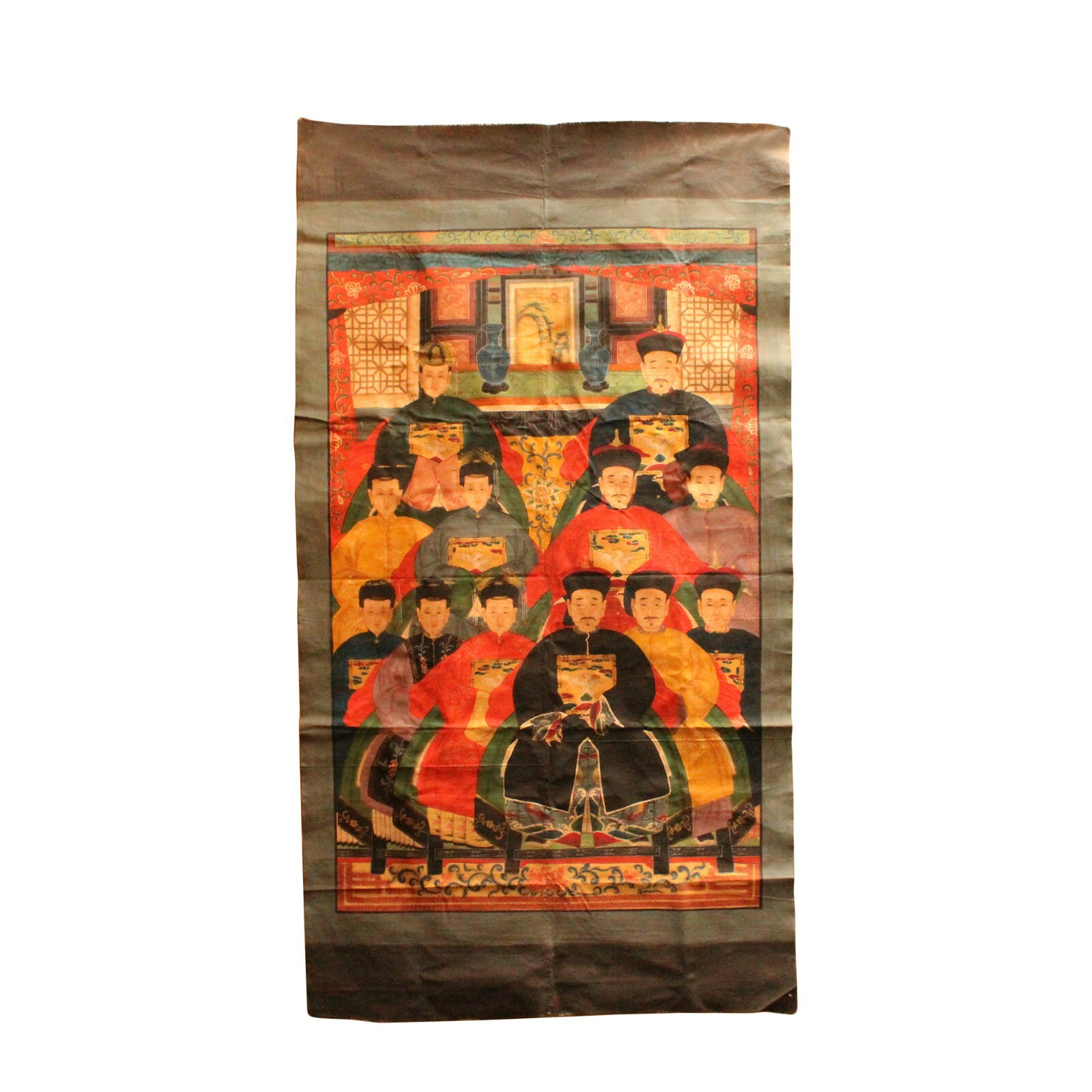 Chinese Hand-painted Canvas Color Ink Ancestors Painting Art cs5095