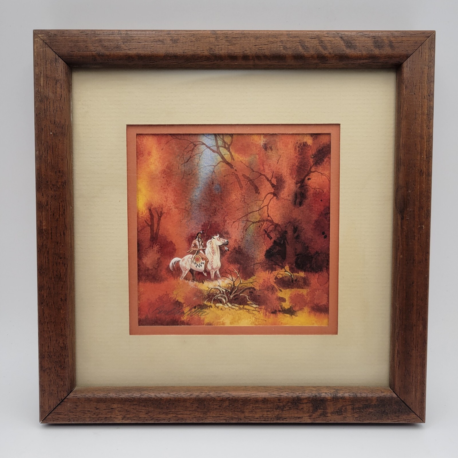 Bev Doolittle Original Watercolor Study 5×5 in Framed 9×9 in