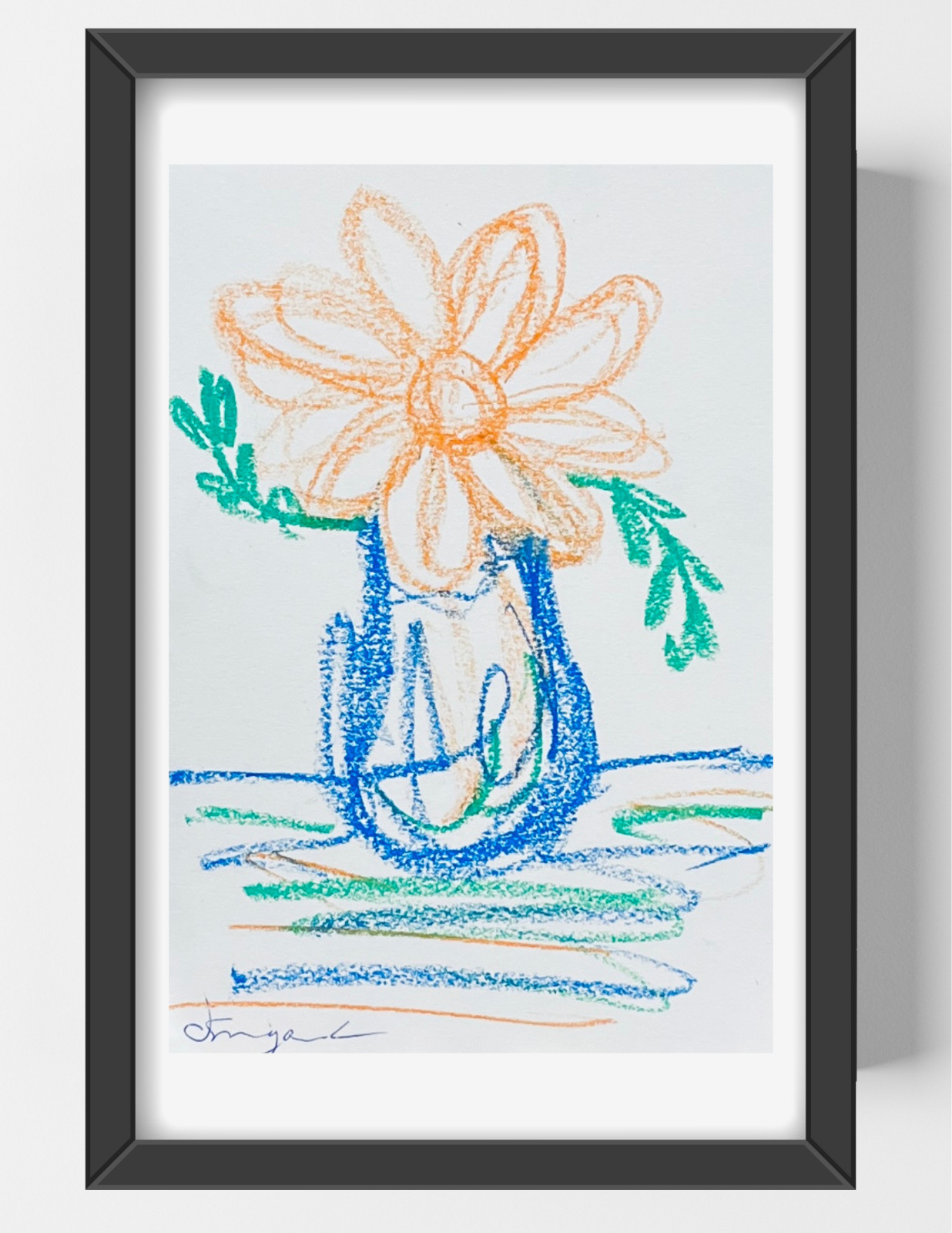 GUAJARDO Original Expressionism Two Roses 9X6 Paper Signed Art