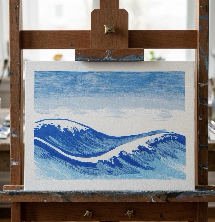 ACEO Art Card Ocean Wave Original Acrylic Painting