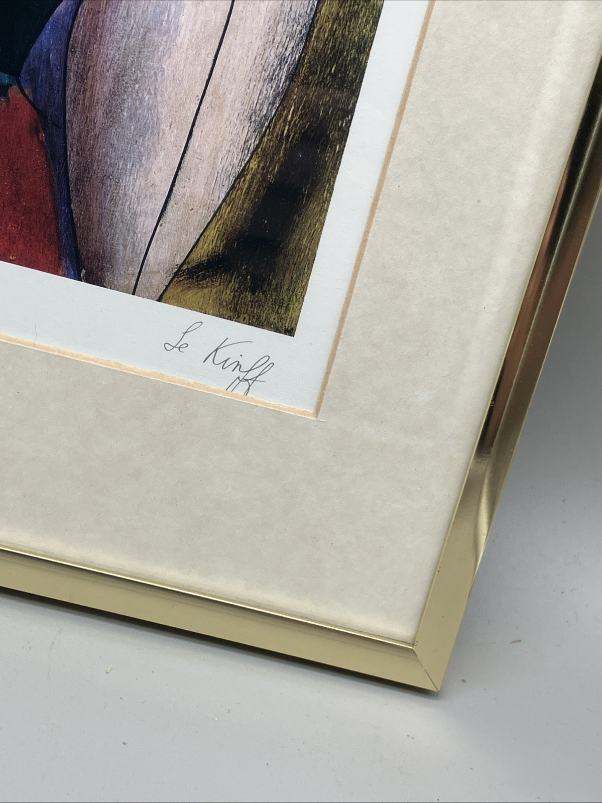 Linda Le Kinff Serigraph «Note d’Or» Matted Framed and Signed 14.5″x11.5”