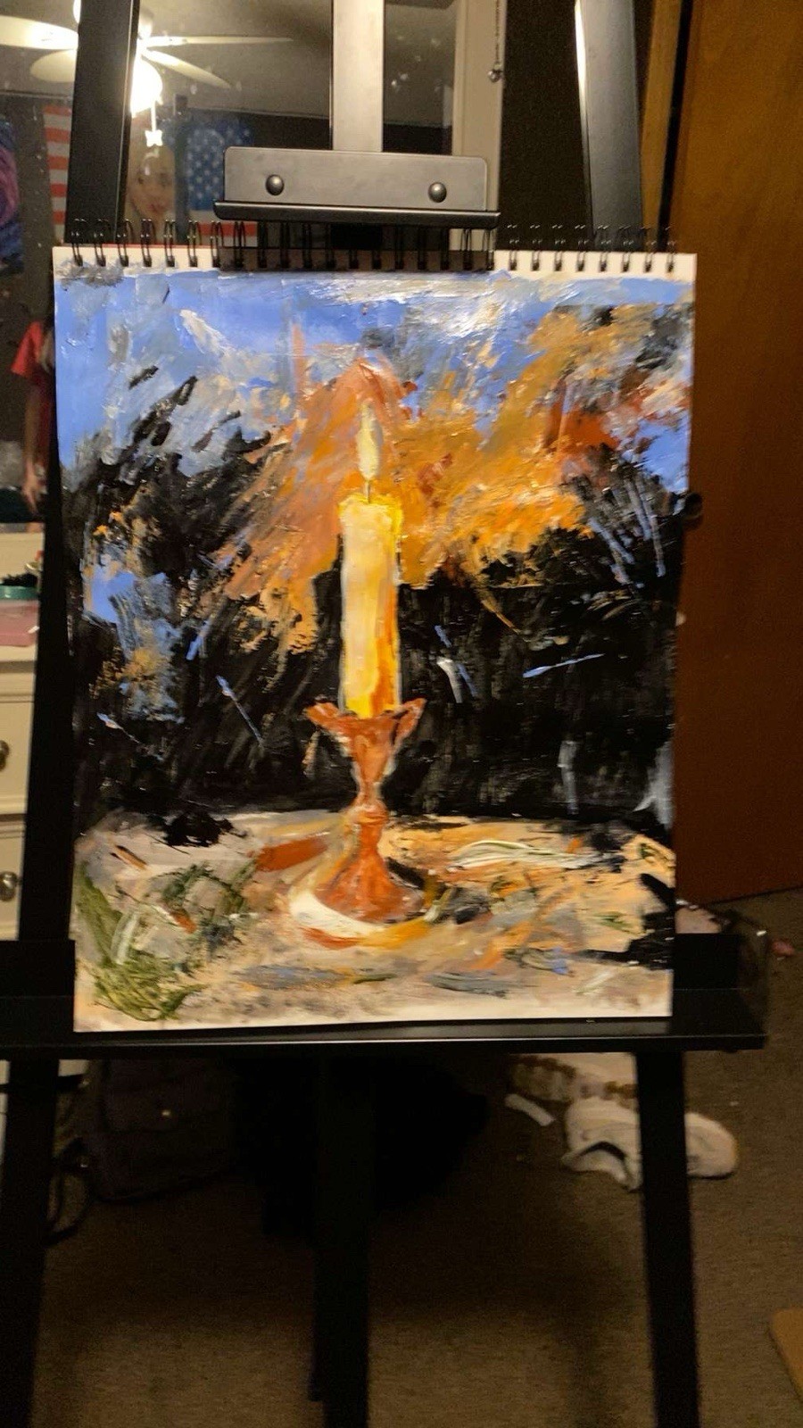 Original Acrylic Painting on Paper – Candle Still Life Impressionism, 2020-Now