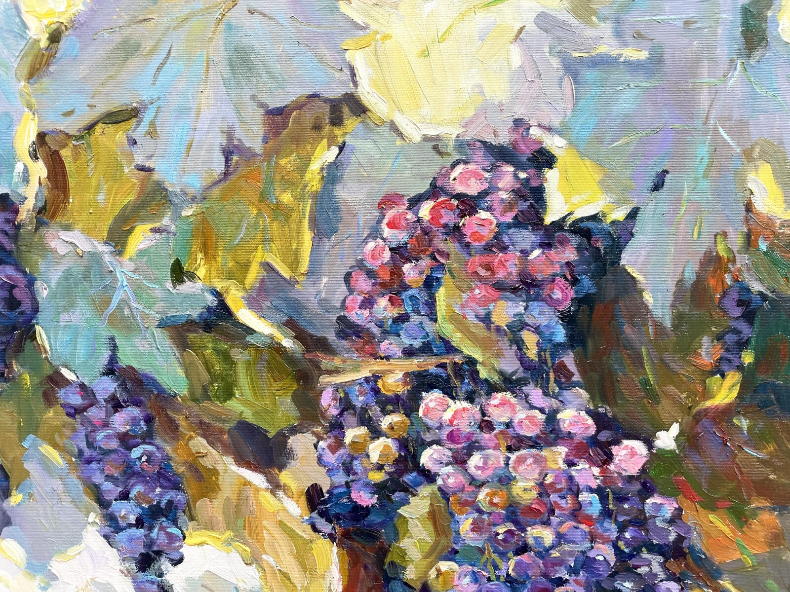 Grapes painting IMPRESSIONISM Original Oil on canvas by E. Chernyakovsky