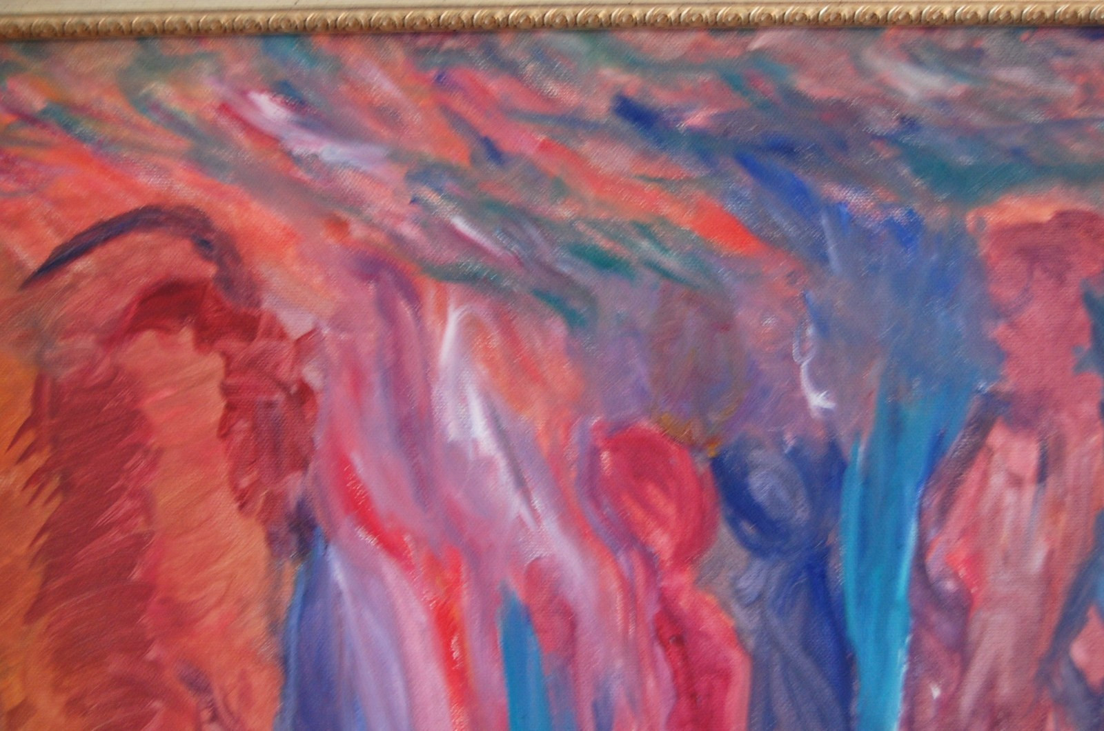 Vtg Framed Original Multicolor Surrealist Abstract Acrylic Oil Painting 20X16