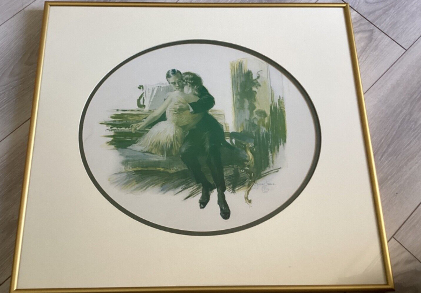 Circa 1910 Romantic Painting Signed Travis Style Louis Icart? 20”X18”Framed