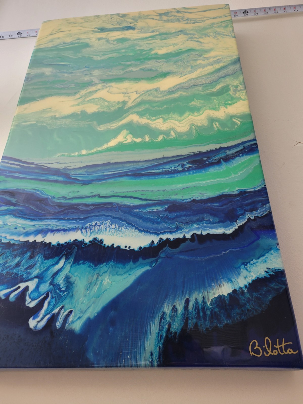Barbara Bilotta Original Contemporary Abstract Resin Painting 18×30