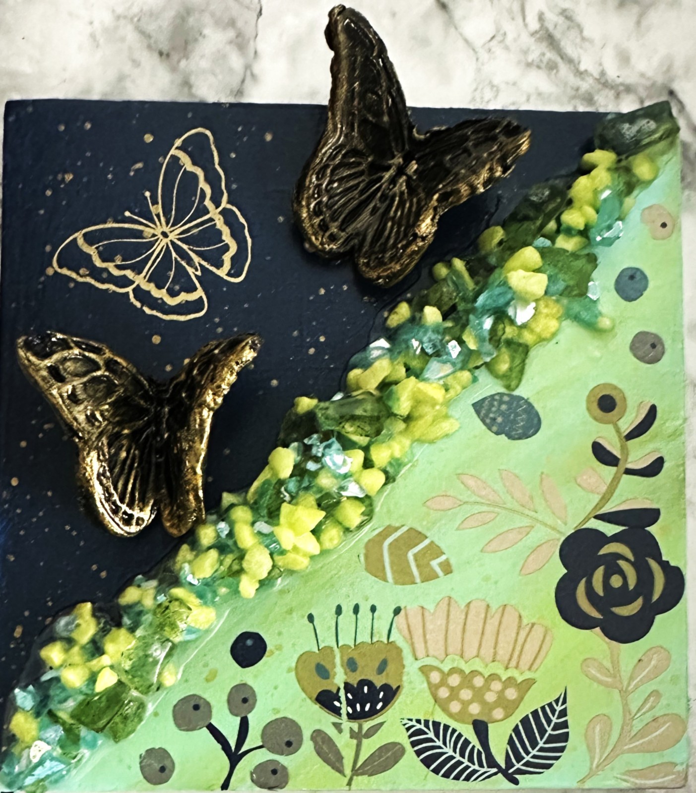 Original Mixed Media Butterfly Abstract Painting