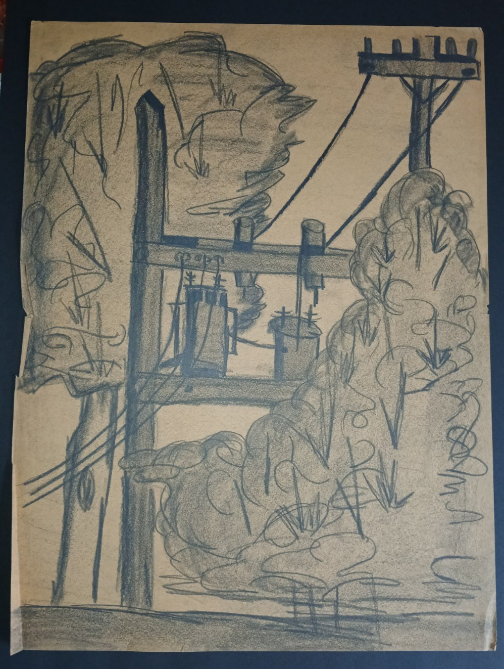 Original Vintage Artwork Neighborhood Electric Lines Fort Worth Texas