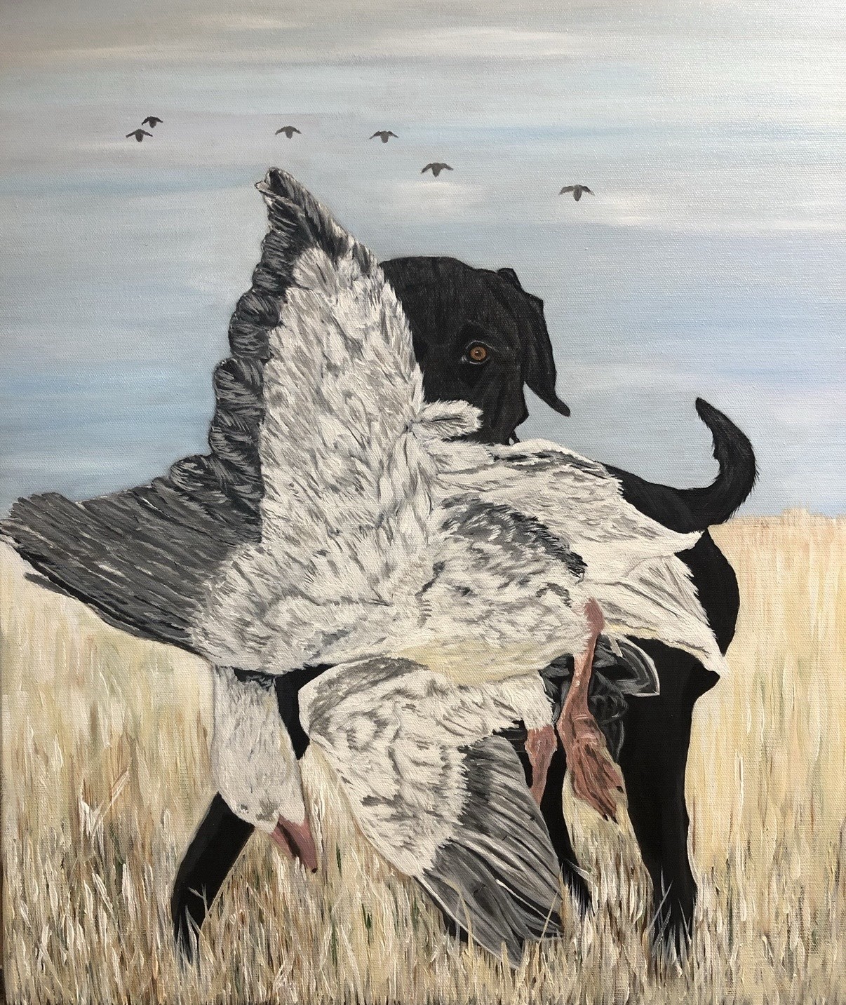Original Lab And Duck Painting By Arkansas Artist Leah Smith