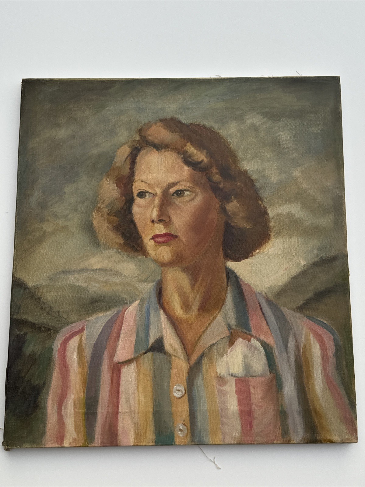 ANTIQUE PORTRAIT PAINTING WOMAN PRETTY FEMALE MODEL PITTSBURGH PENNSYLVANIA WPA