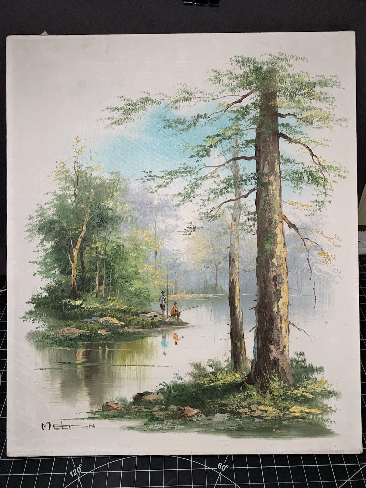 CATHERINE PARKER MELTON RURAL Fishing Landscape SCENE SIGNED OIL ON CANVAS 20×24