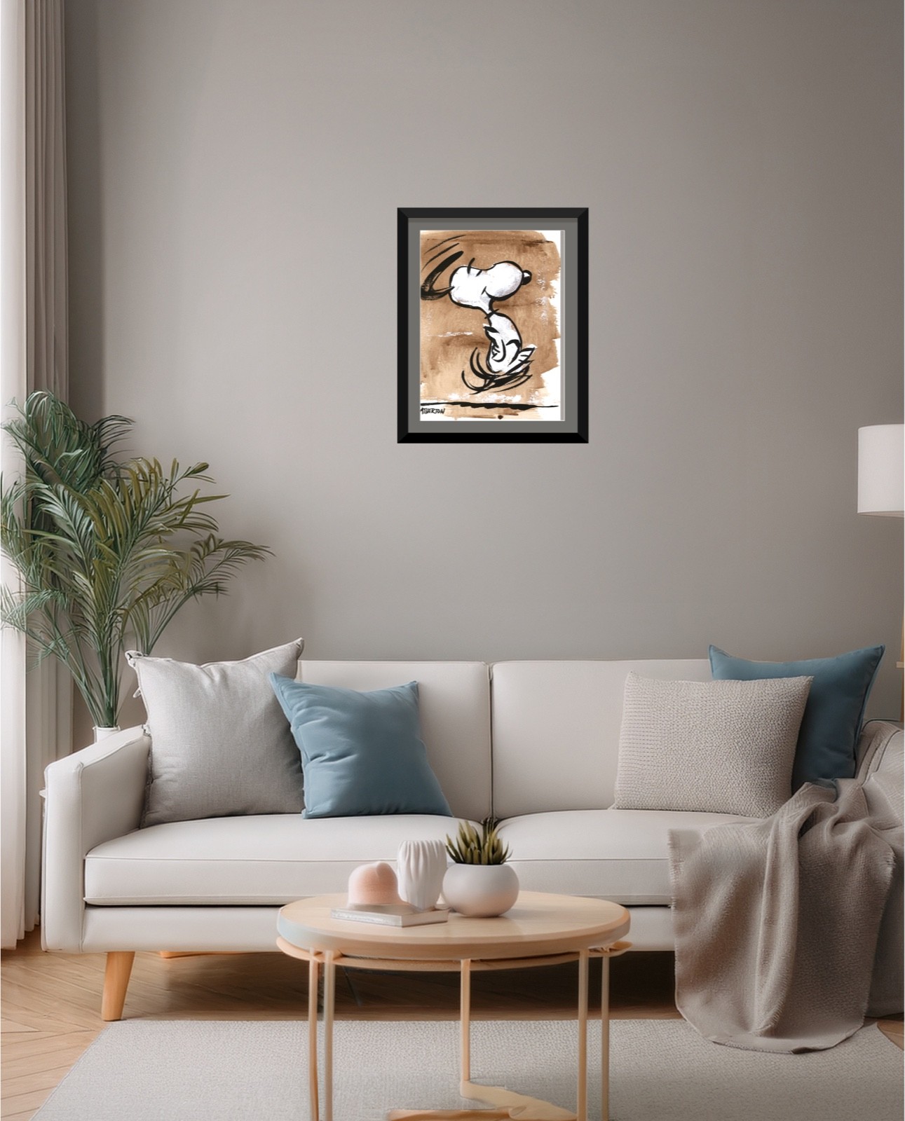 Original Dancing Dog Painting Whimsical Cartoon Art Acrylic «Snoopy Dance 3»