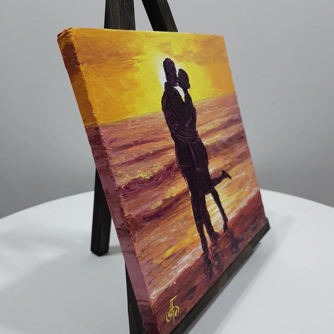 Ukraine Artist Twilight Romance Duet Original Oil Painting Gift Wall Art Decor