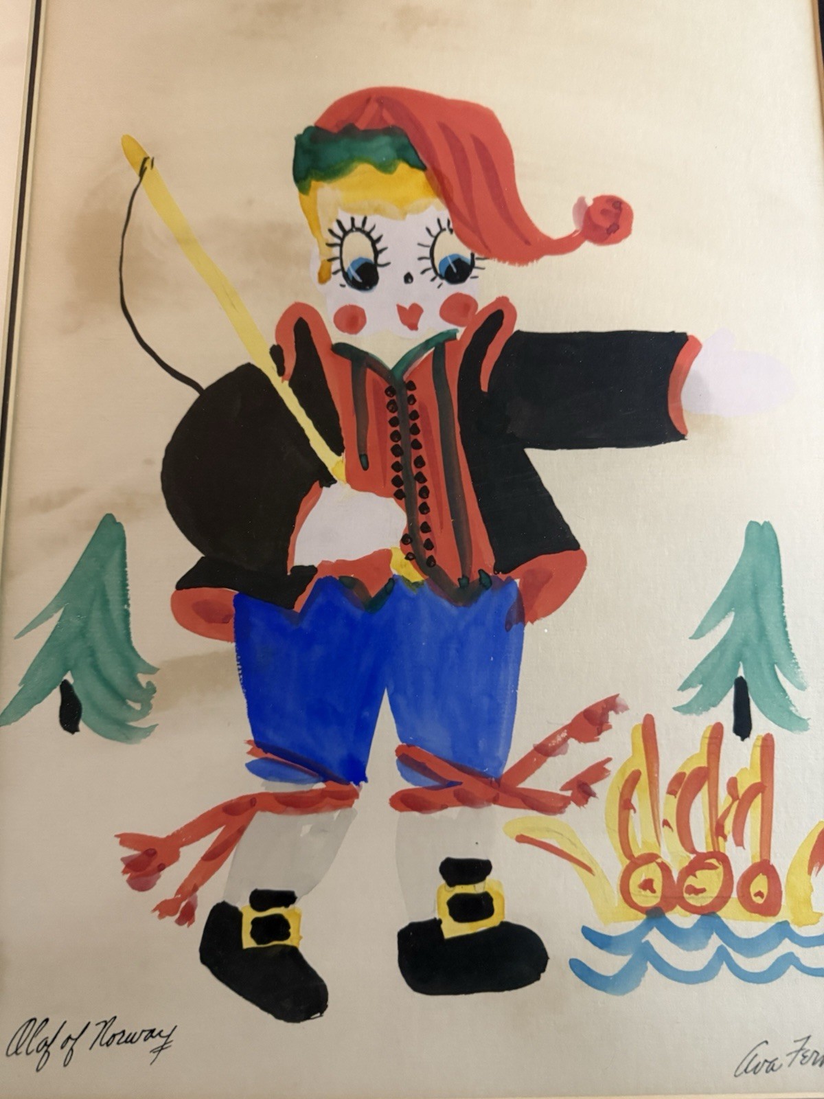 Ava Fernekes painting Vintage signed Listed WI artist 23x 18 1/2 Olaf Of Norway