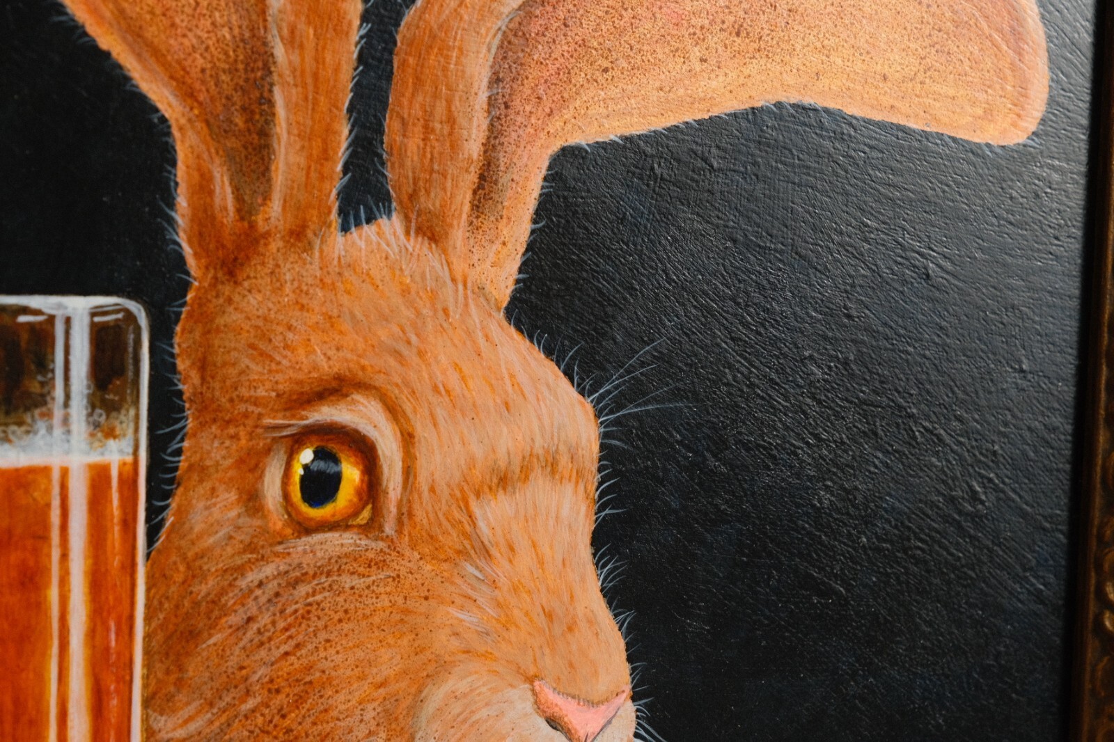 «Jack and a Beer Back» Original by Will Bullas – Signed Whimsical Rabbit at Bar
