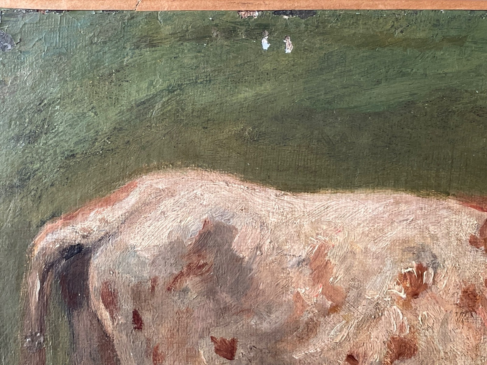 19th Century Manner Eugene BOUDIN Antique Impressionist Oil Painting Cow Meadow