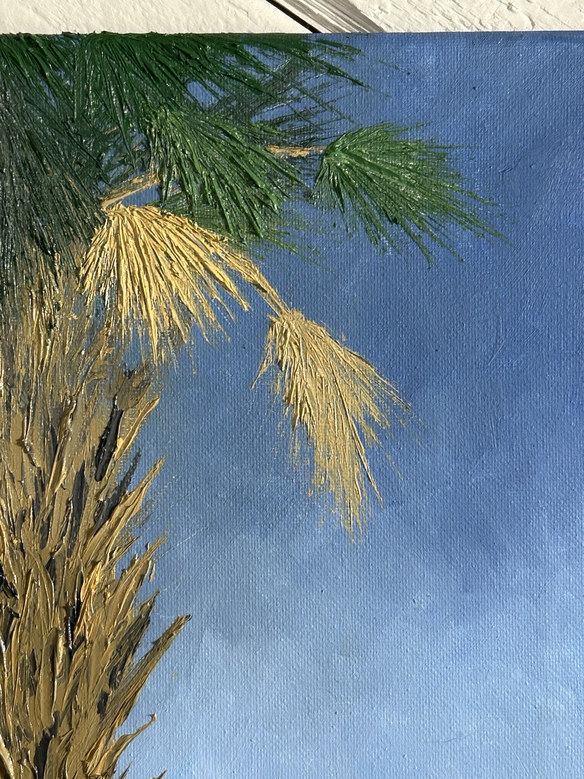 Florida Palm tree Original Hand Painted Oil Painting 12×12 In Canvas Signed