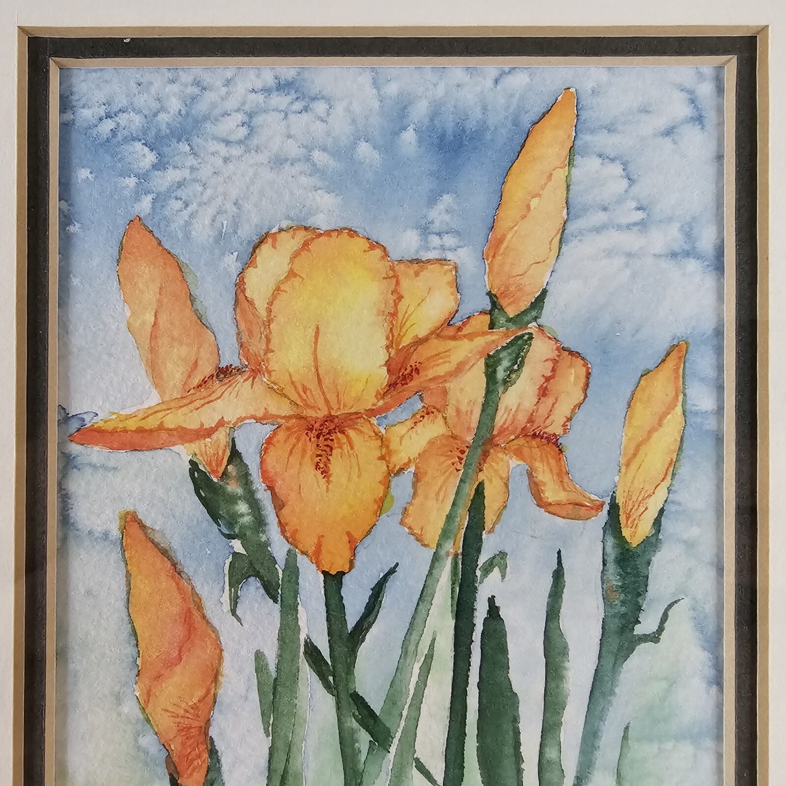 Signed Original Agnes Marie Salmon Watercolor Painting 9.75×7.25 Framed Art