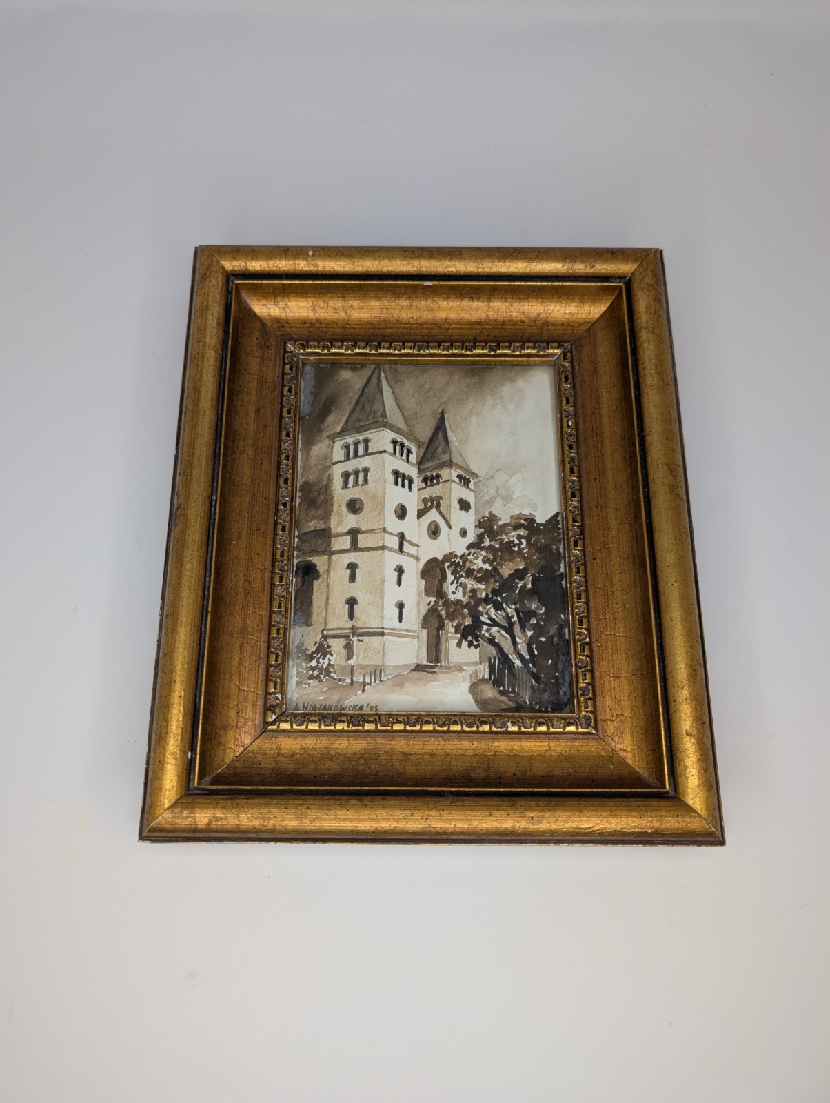 Beautiful One Of A Kind Vintage Watercolor By A. Nowakowska Signed & Dated 1945