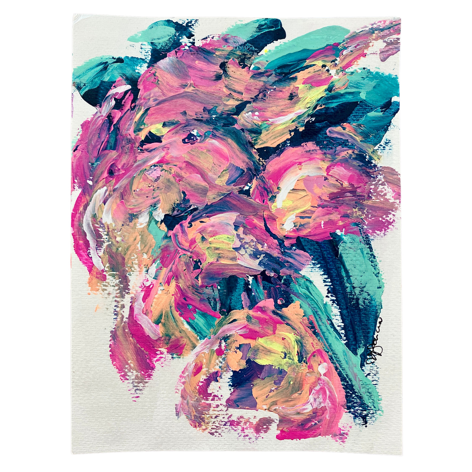 Abstract Florals in Bloom 9×12 Botanical Expressionist Original Painting Paper
