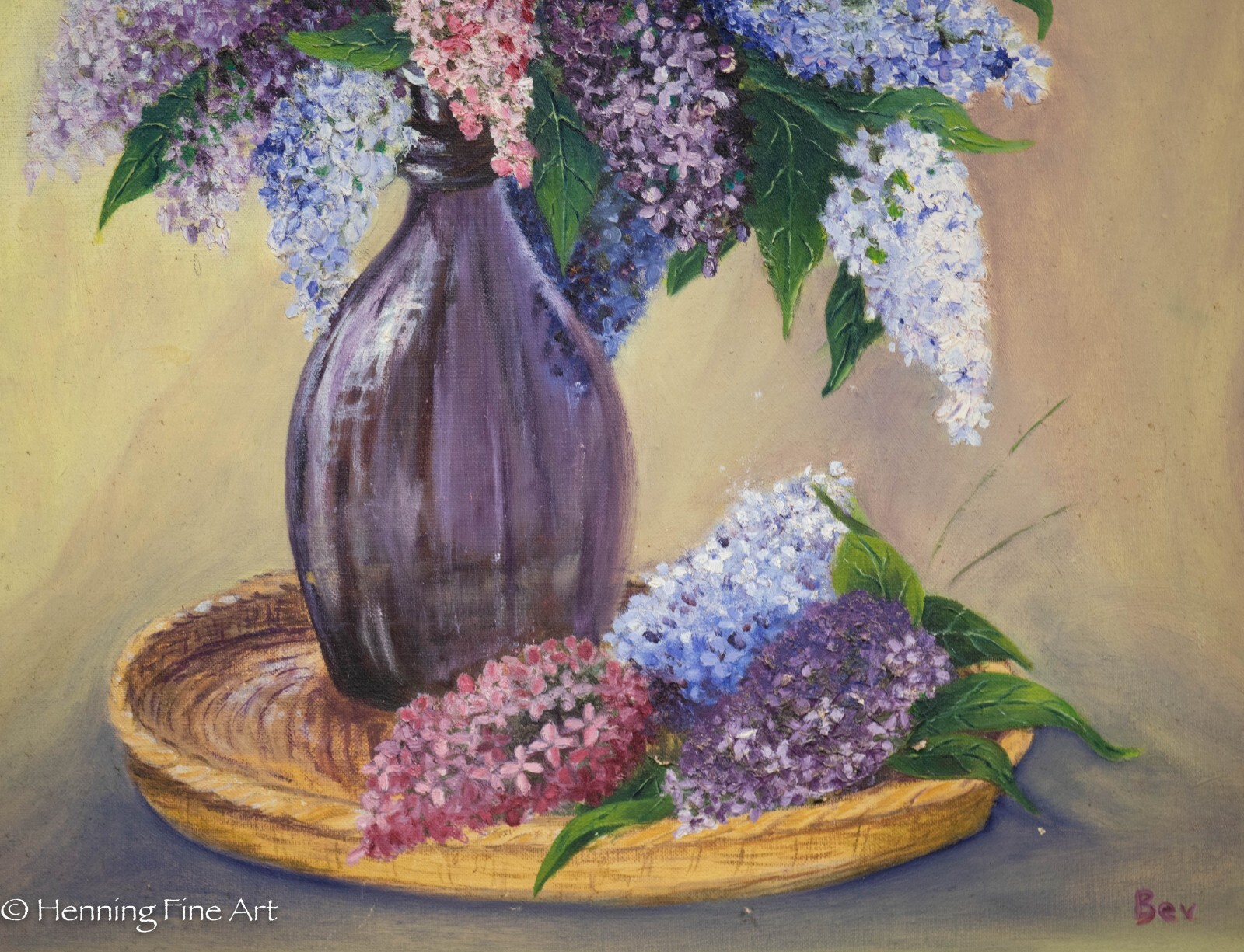Beautiful Mid Century Oil Painting of Lilac Floral Still Life Signed & Fine!