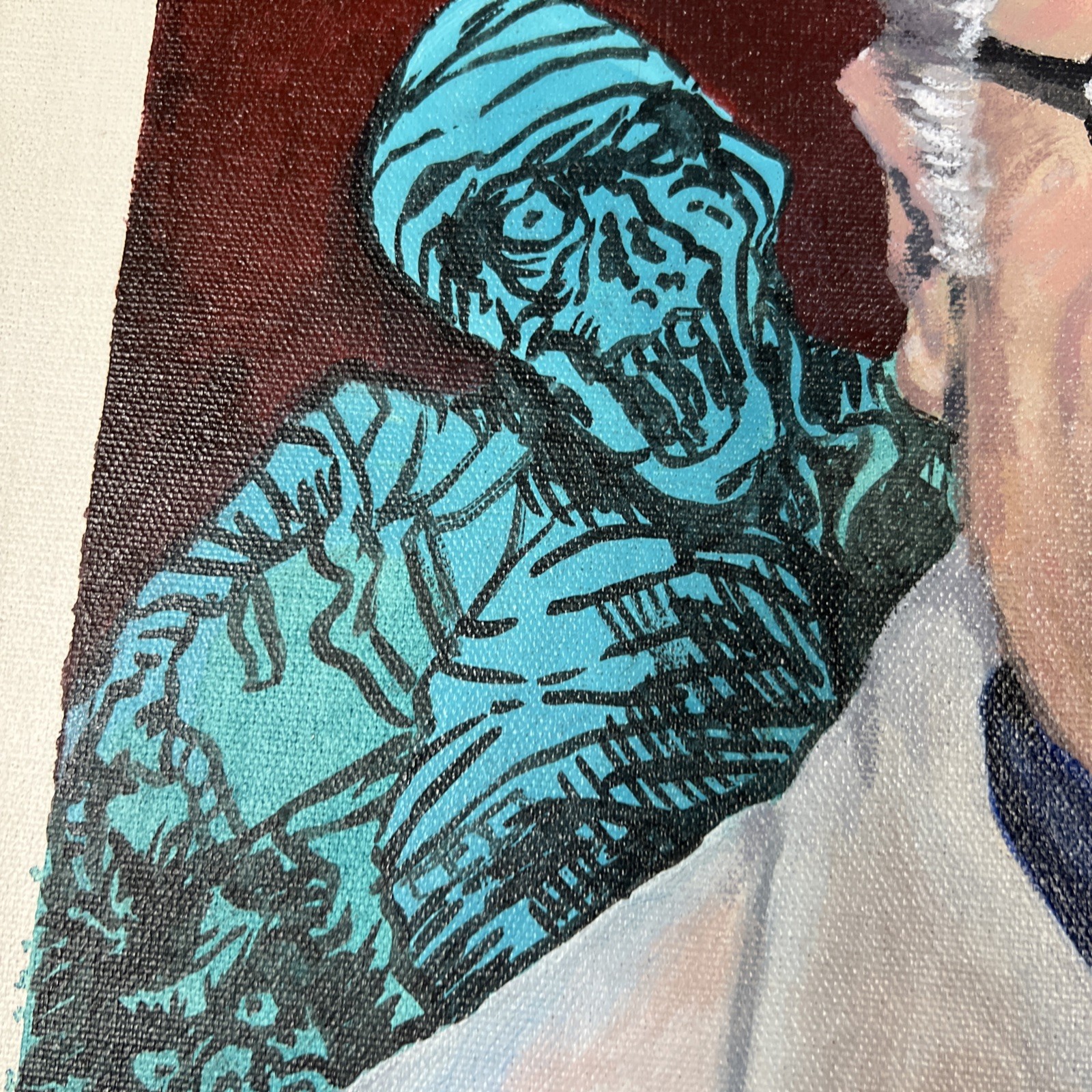 forrest j ackerman Decades Of Horror Oil Painting By Ron Chamberlain 1991 24×18
