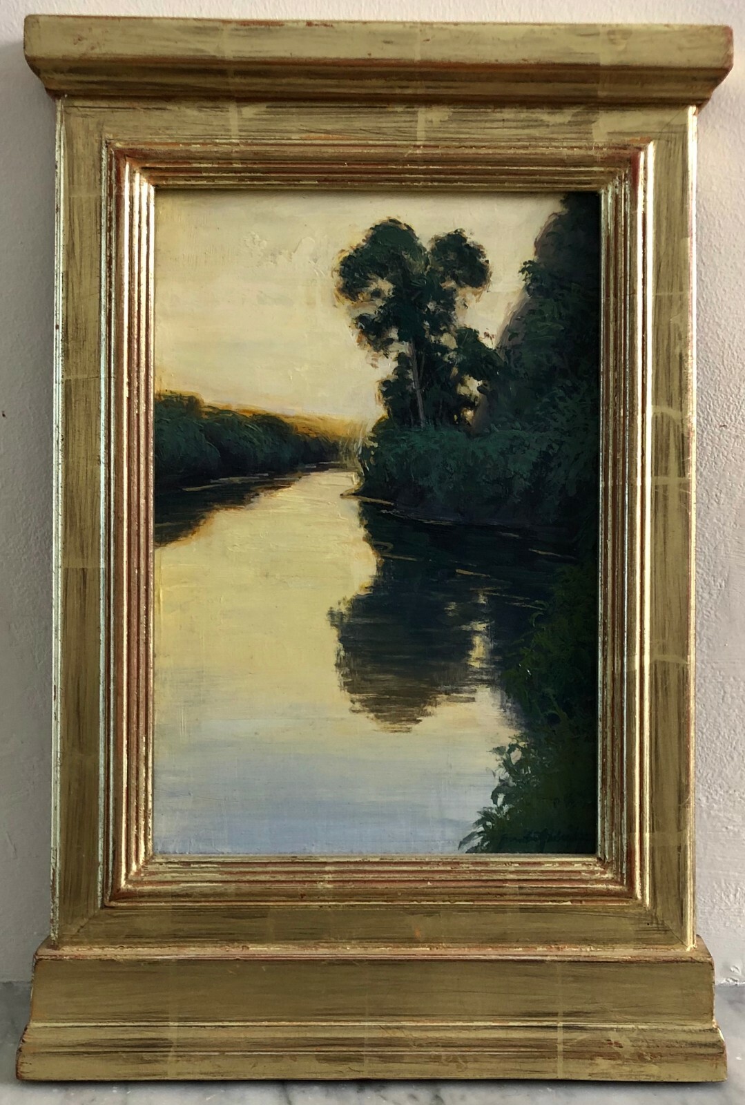2008 Acrylic & Oil on Board «River w/Yellow Sky» by Utah Artist Brad Aldridge