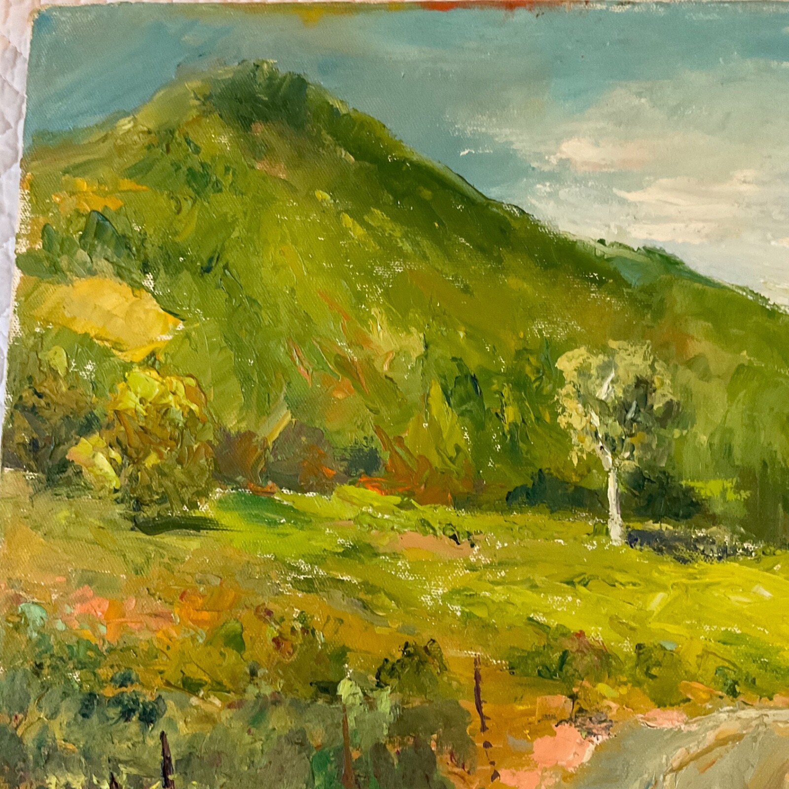Abstract impressionistic landscape original PAINTING palette knife by Winston