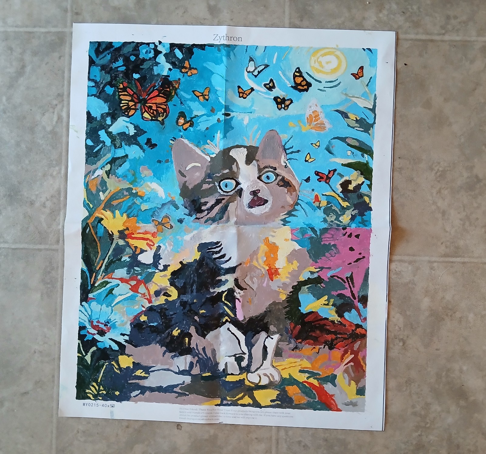 Hand Painted By Number Painting on Canvas Completed Unframed 16×21 Cm