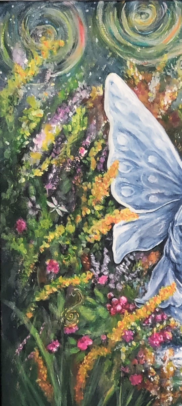 Original 16 x 20 Night Glow Angel Garden Acrylic Wall Painting