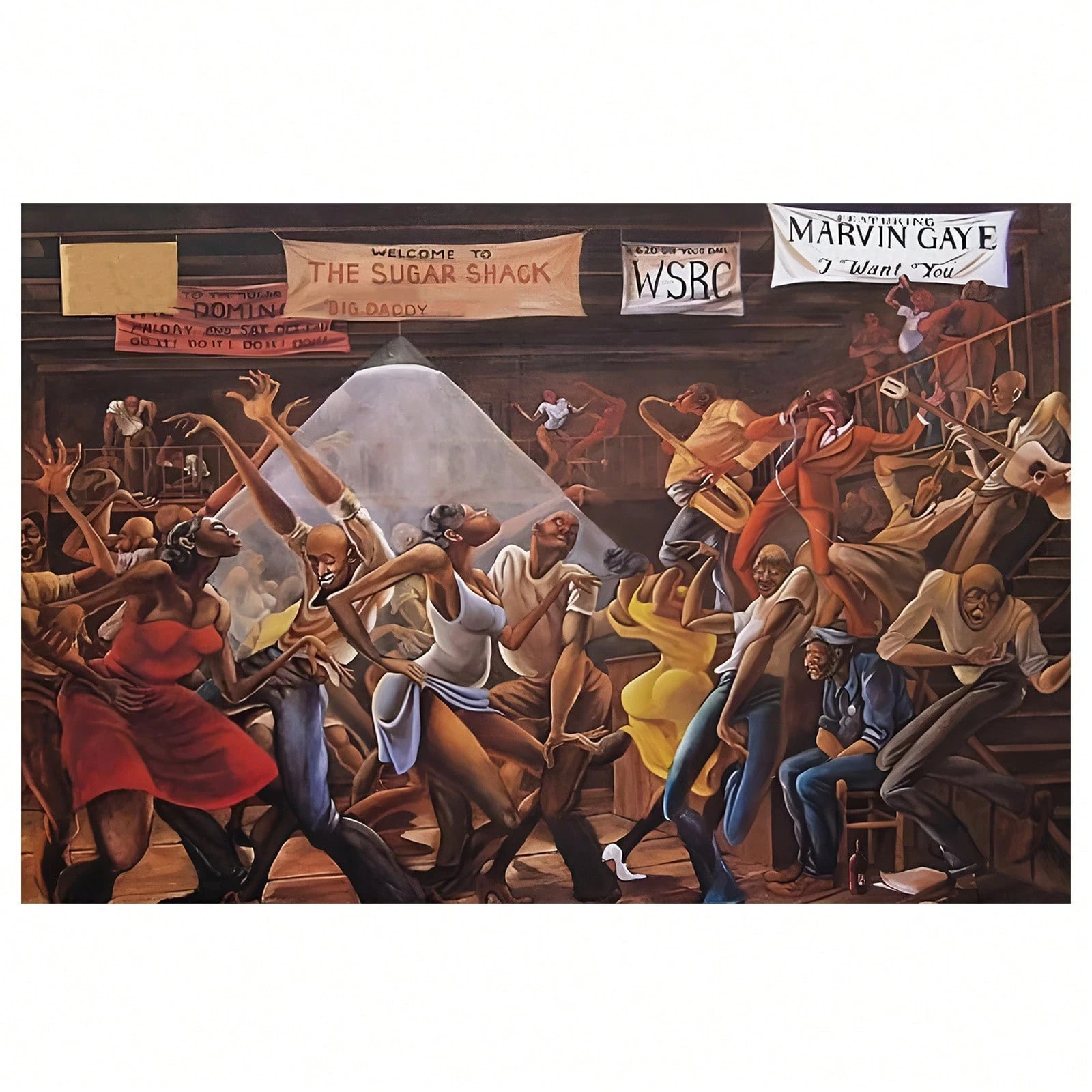 1pc Wooden Frame African Style Carnival Dance Canvas Painting Thickness 2.25cm/0