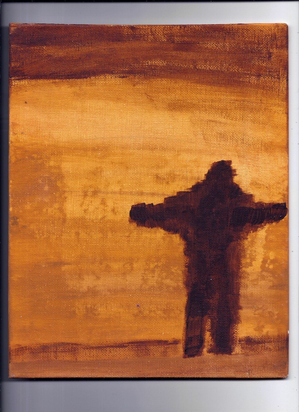 ALONE – Painting 8×10 Abstract Dada Surrealism Solitude Isolation Peace