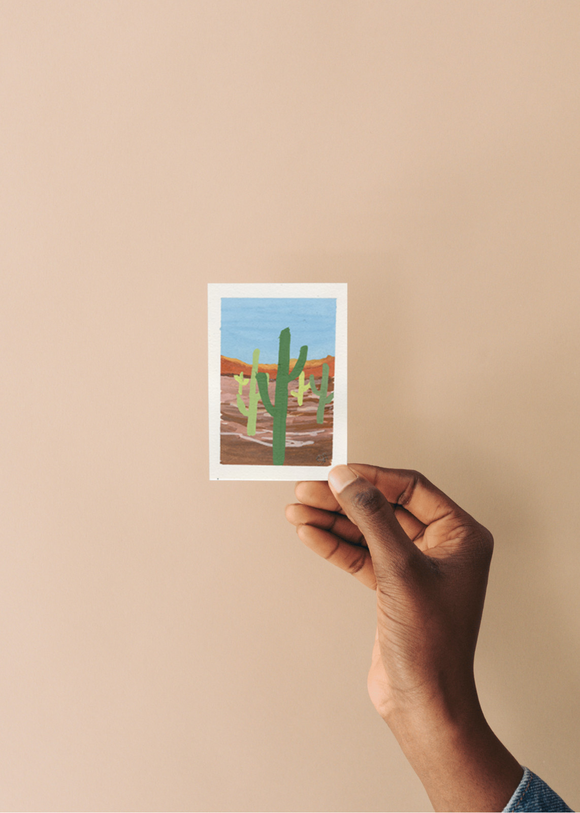 ACEO ATC New Mexico#2 in series Desert Cactus Acrylic Marker Painting OOAK
