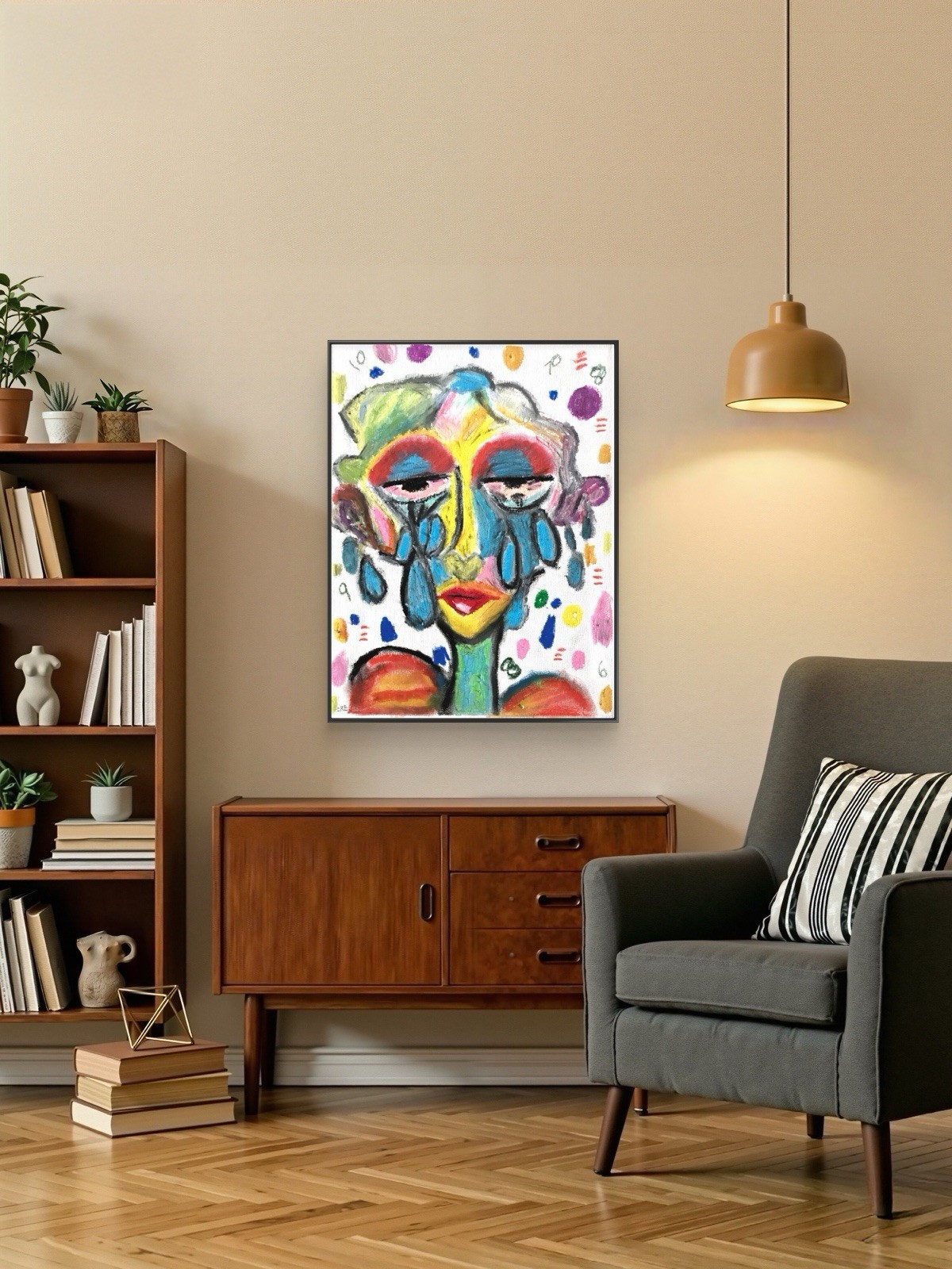 Neo Expressionism Face Graffiti Lady Alien Sci Fi Bold Original Art 11×14 Canvas