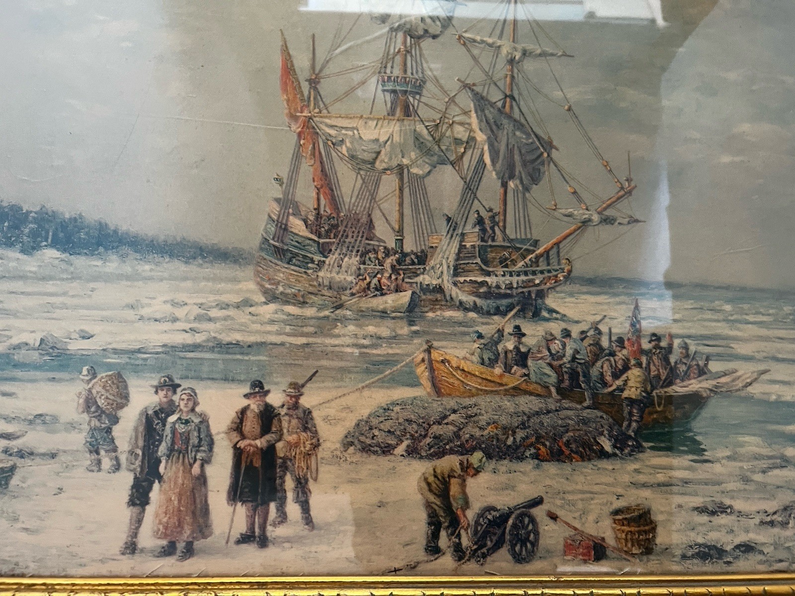 VINTAGE LARGE NICE PRINT SHIPES PORT