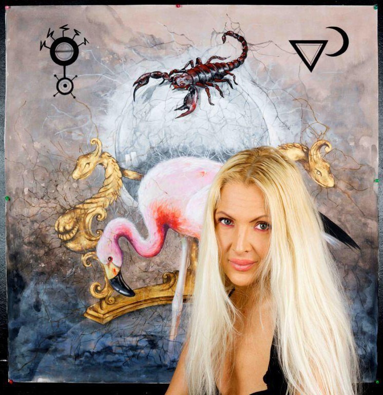 snake skull alchemy contemporary art painting canvas modern realism figurative