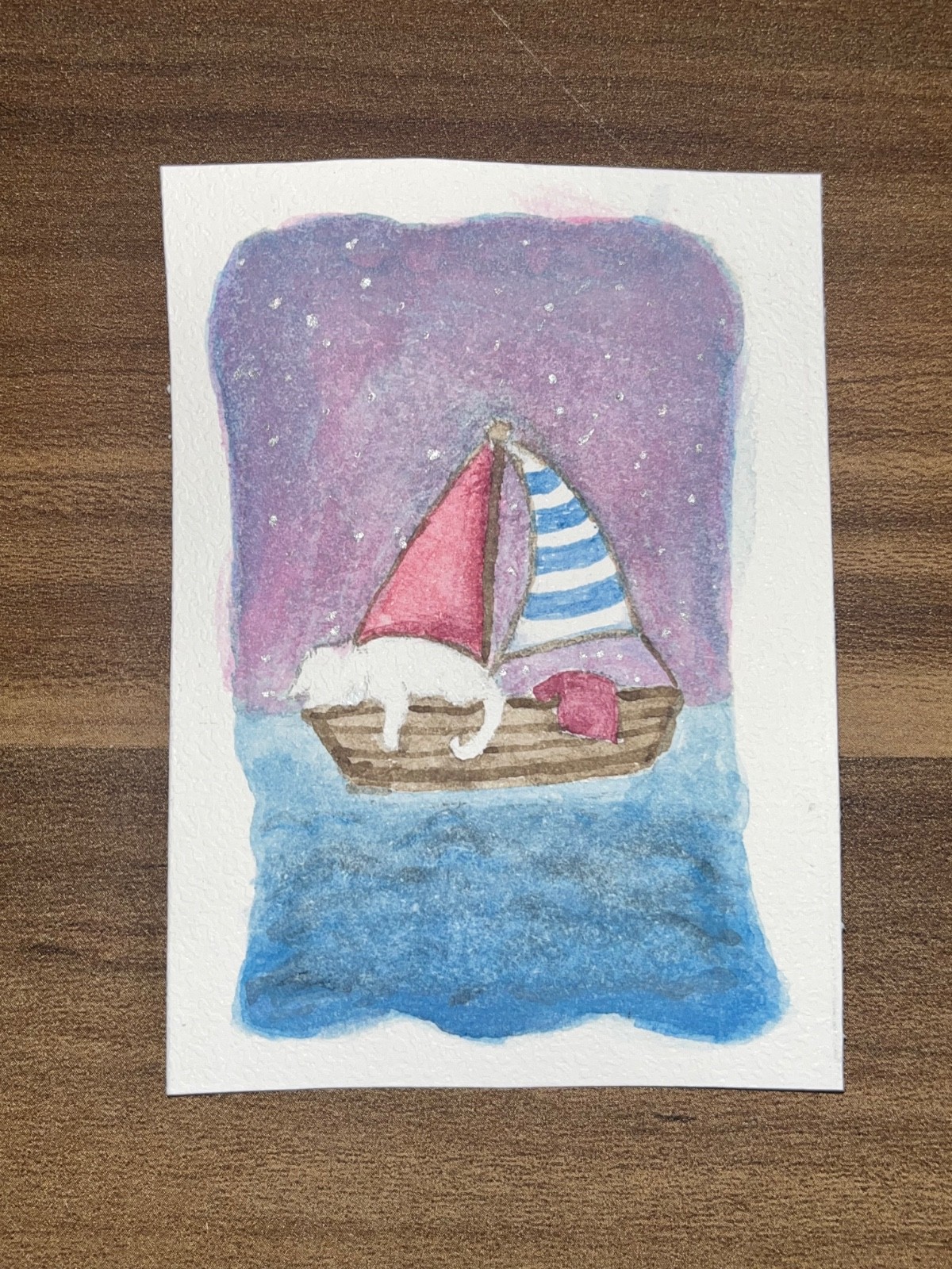 ACEO Original Art Card, «Deep Sleep», 2.5 in x 3.5 in Watercolor