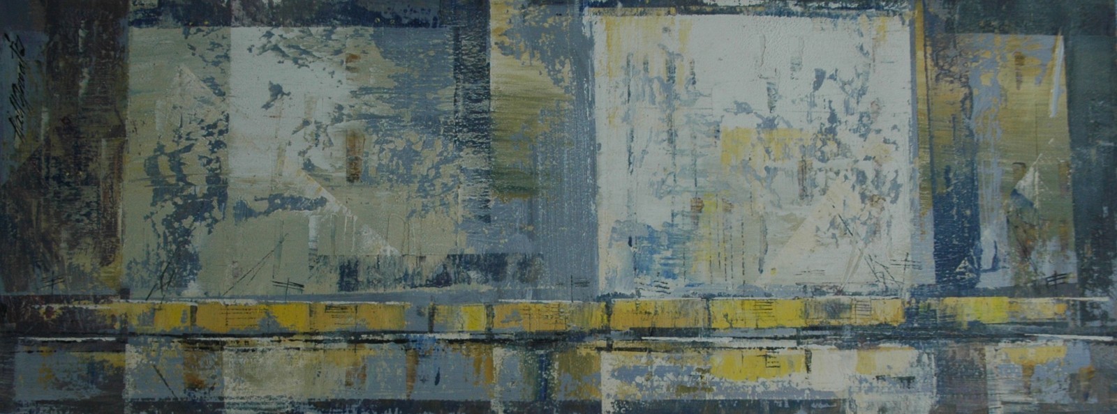 Mid Century Oil on Masonite «Golden River Run» by NY Listed Artist Hall Groat