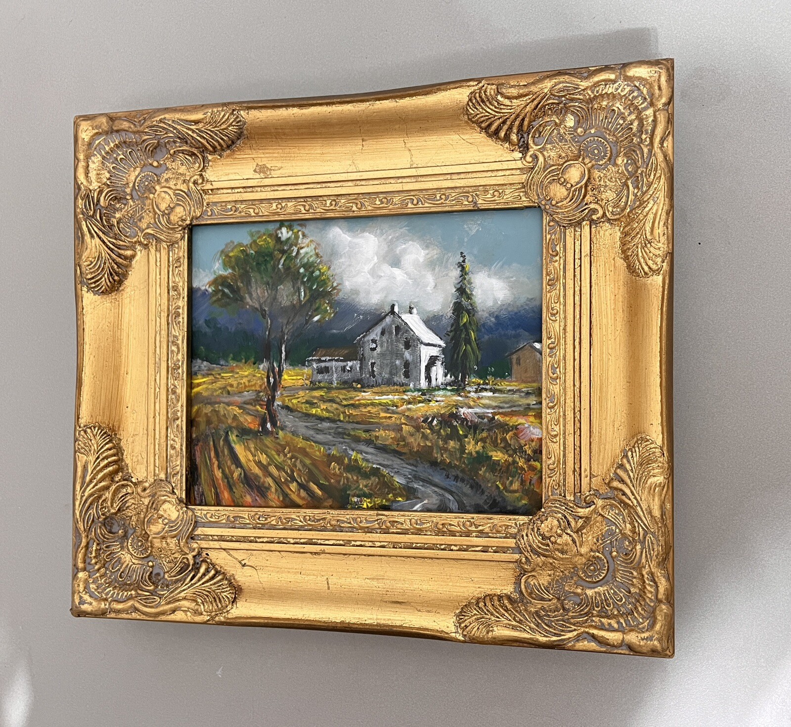 Plein Air Oil Painting Blue Ridge Mountains Original Landscape Gold Ornate Frame