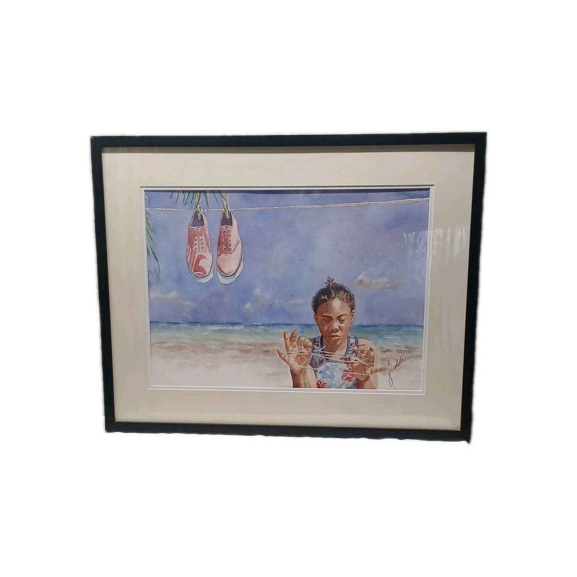 Caribbean Afternoon Freddie Comes Art Sketching Original Framed 29 X 23 Read