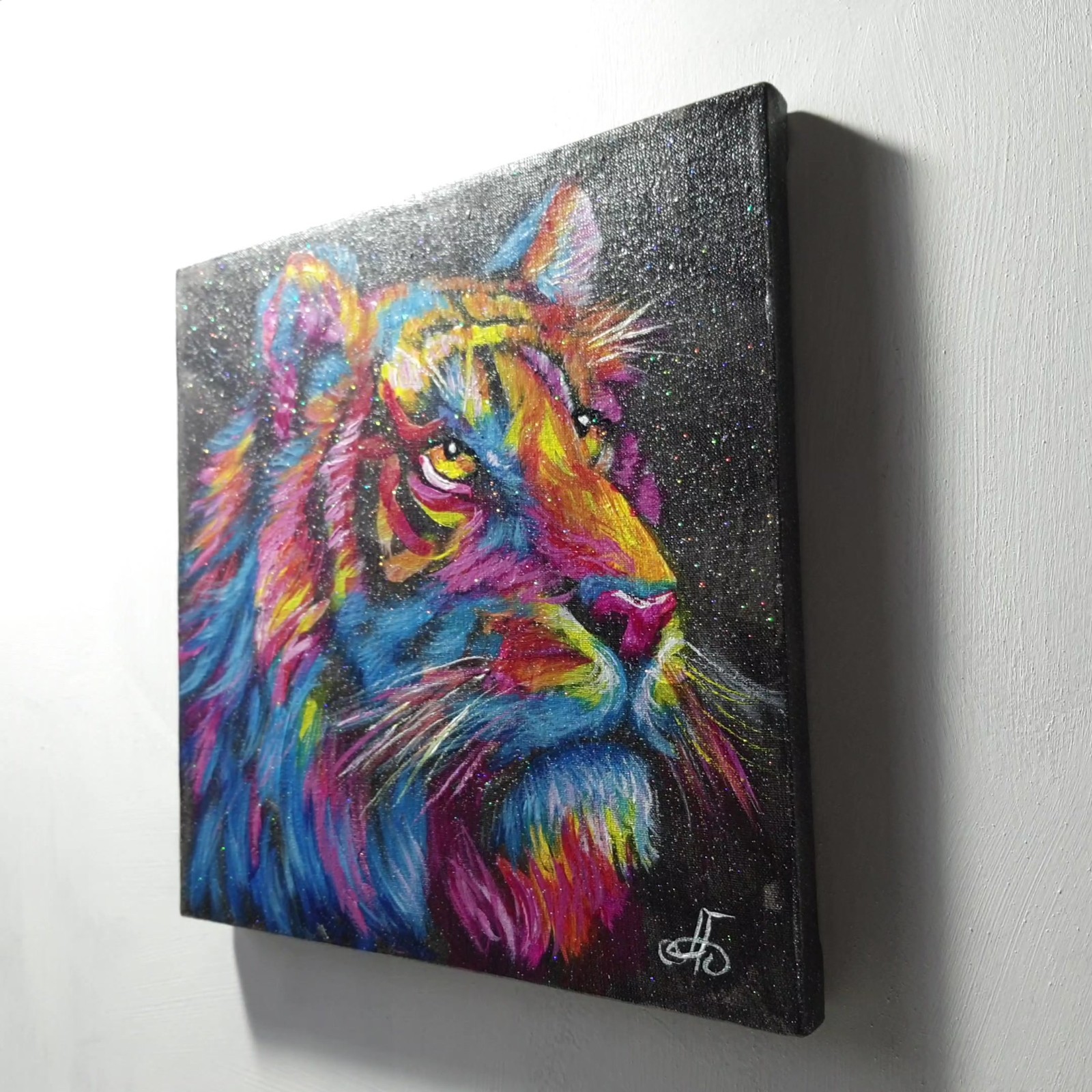 Tiger Colorful Original Acrylic Animal Painting Impressionist Ukraine Artist